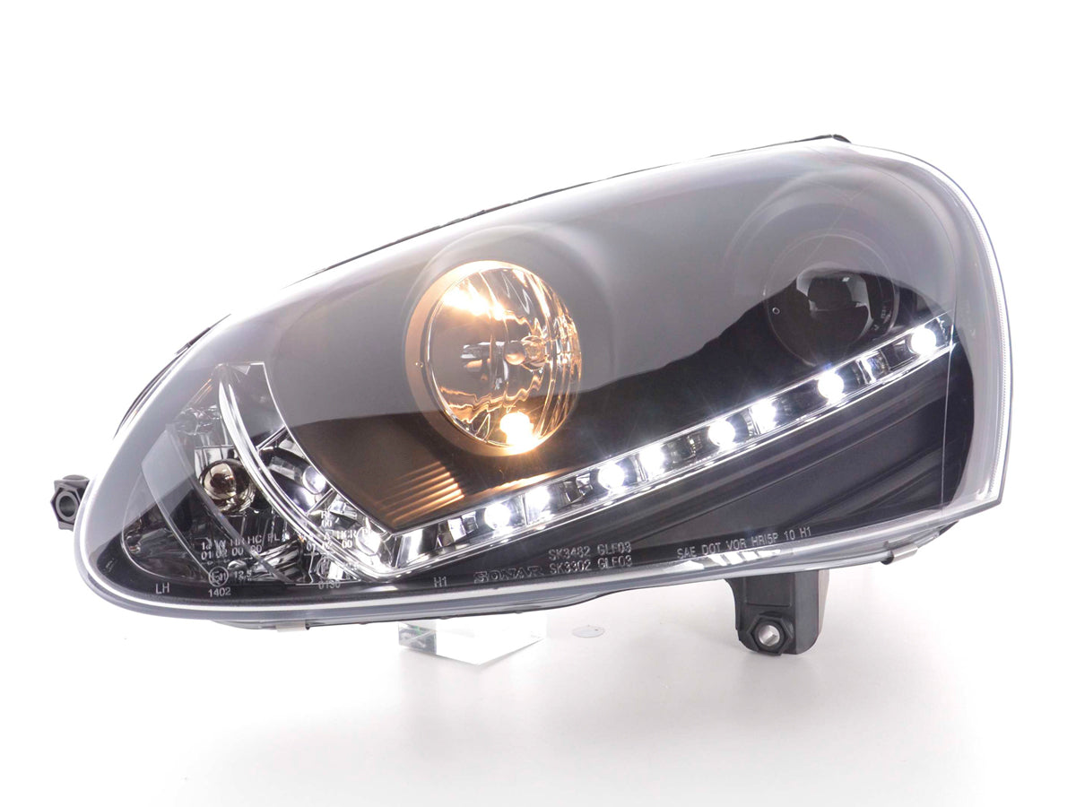 Scheinwerfer Set Daylight LED Tagfahrlicht VW Golf 5 Typ 1K 03-08 schwarz Scheinwerfer Set Daylight LED Tagfahrlicht VW Golf 5 Typ 1K 03-08 schwarz